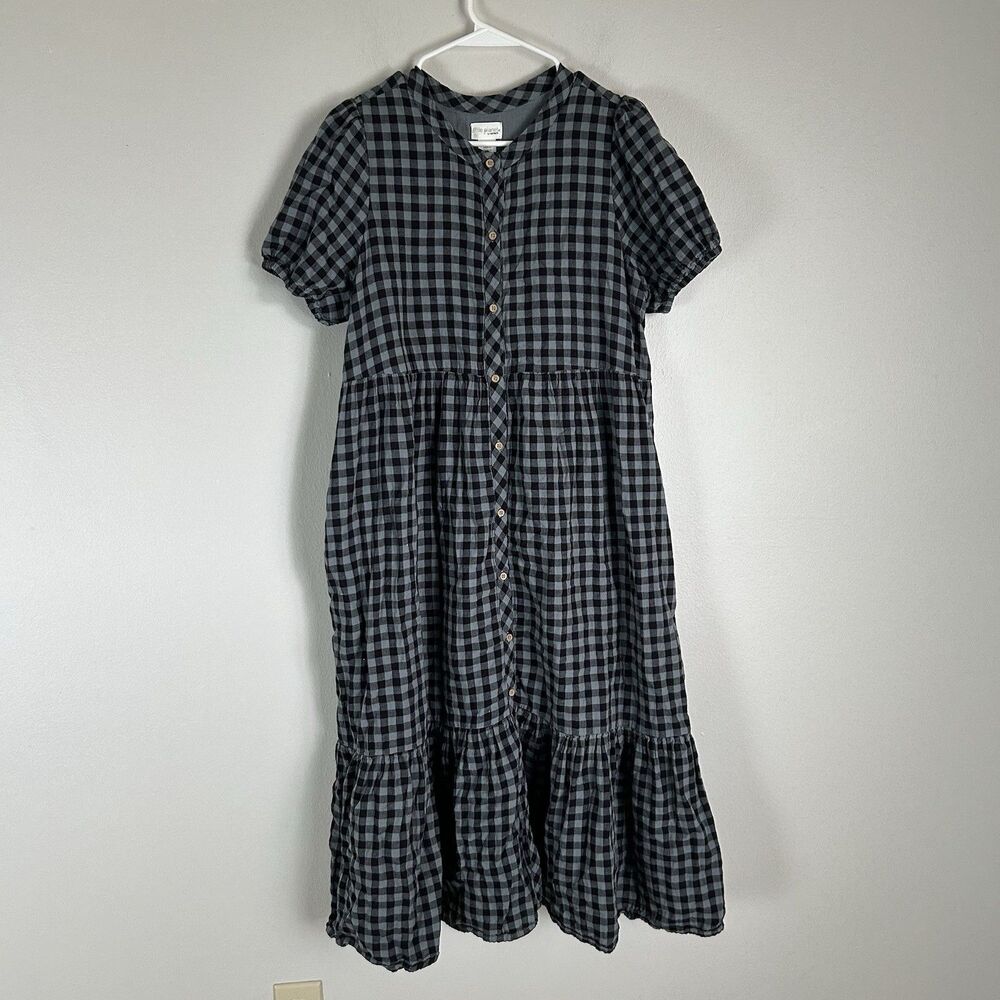 Carters Plaid Button Front Relaxed Fit Dress Medium Postpartum Maternity Maxi